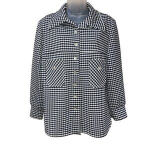 Vintage Jack Winter Black & White Houndstooth Button-Up Shirt Jacket Womens M Po